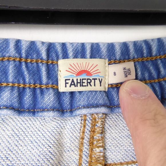 Faherty Pants Kids SZ 8 Denim Terry Stretch Relaxed Fit Elastic Waistband EUC - Picture 6 of 11